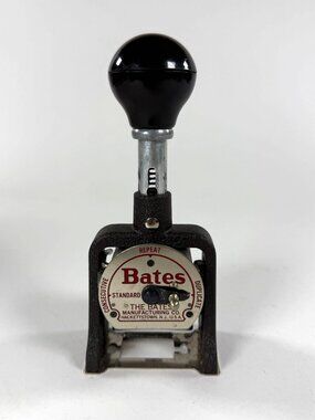 Bates Consecutive Manual Numbering Machine 6 Wheels Style E Hackettstown NJ